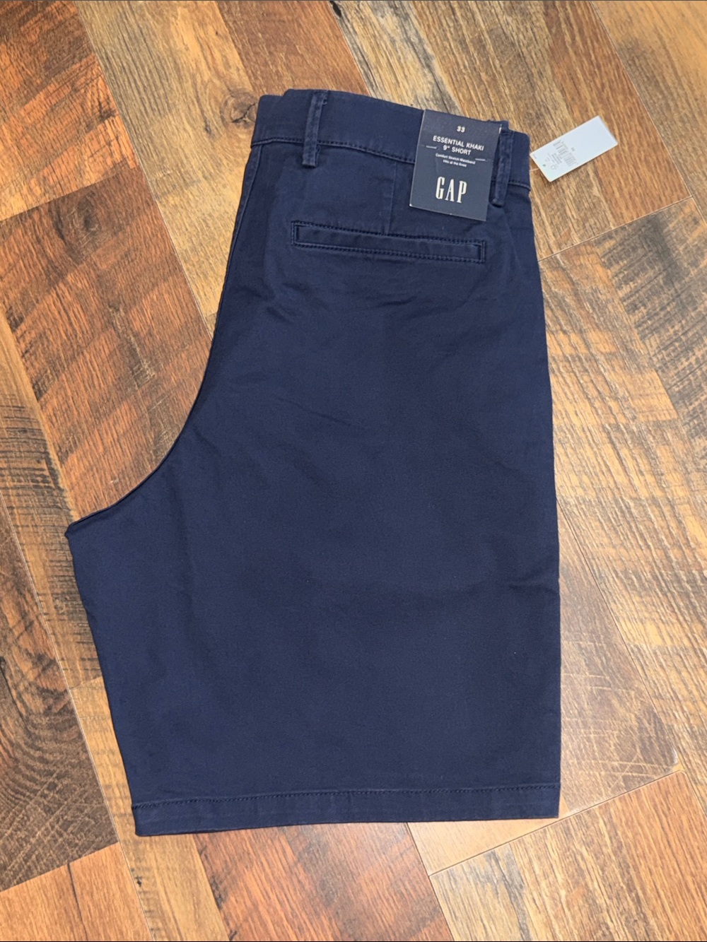 NWT GAP Essential Khaki 9” Shorts Navy Comfort Stretch Waist 33